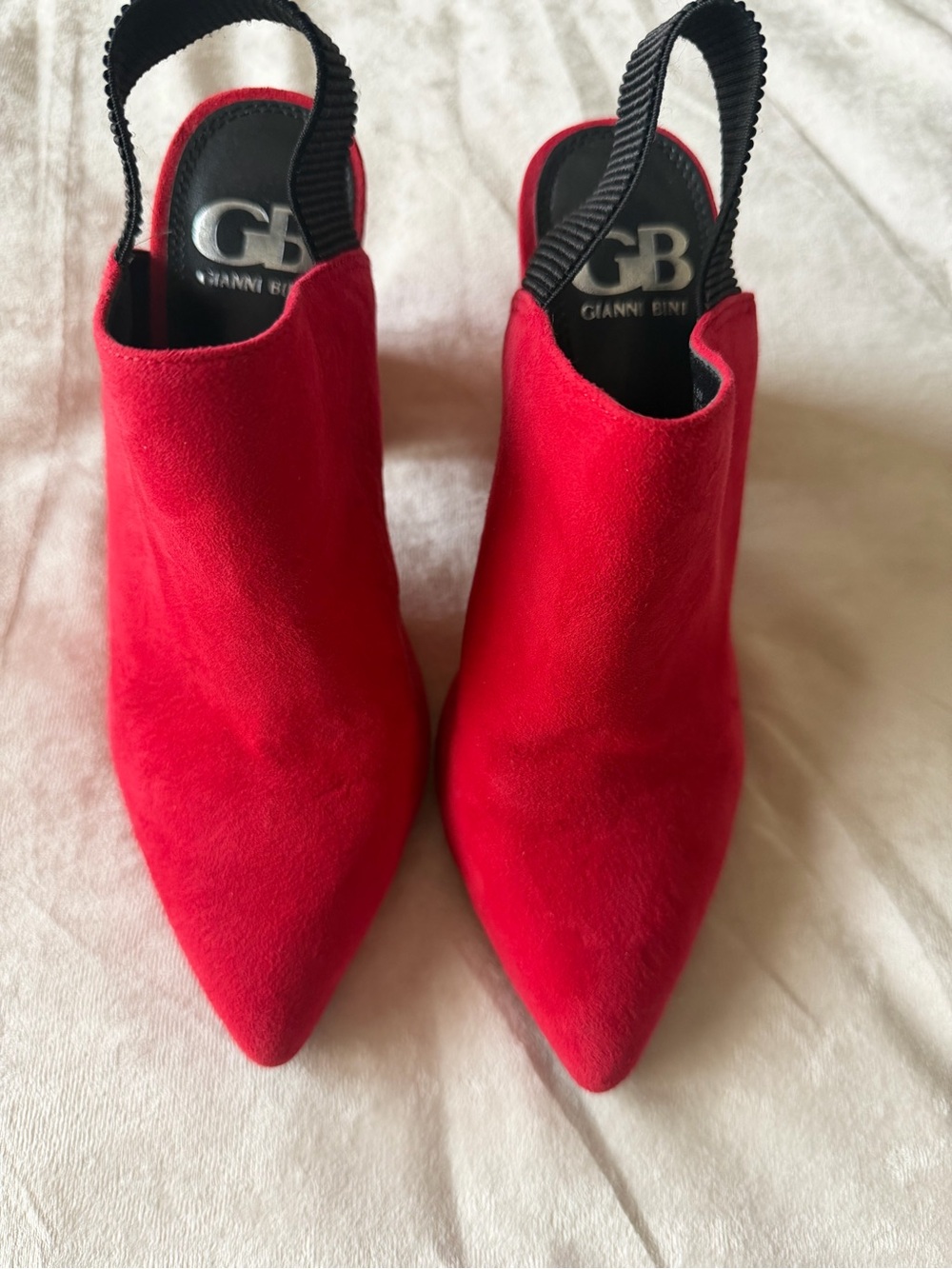 Gianni Bini Bright Red Suede Pointed-Toe Slingback Mules